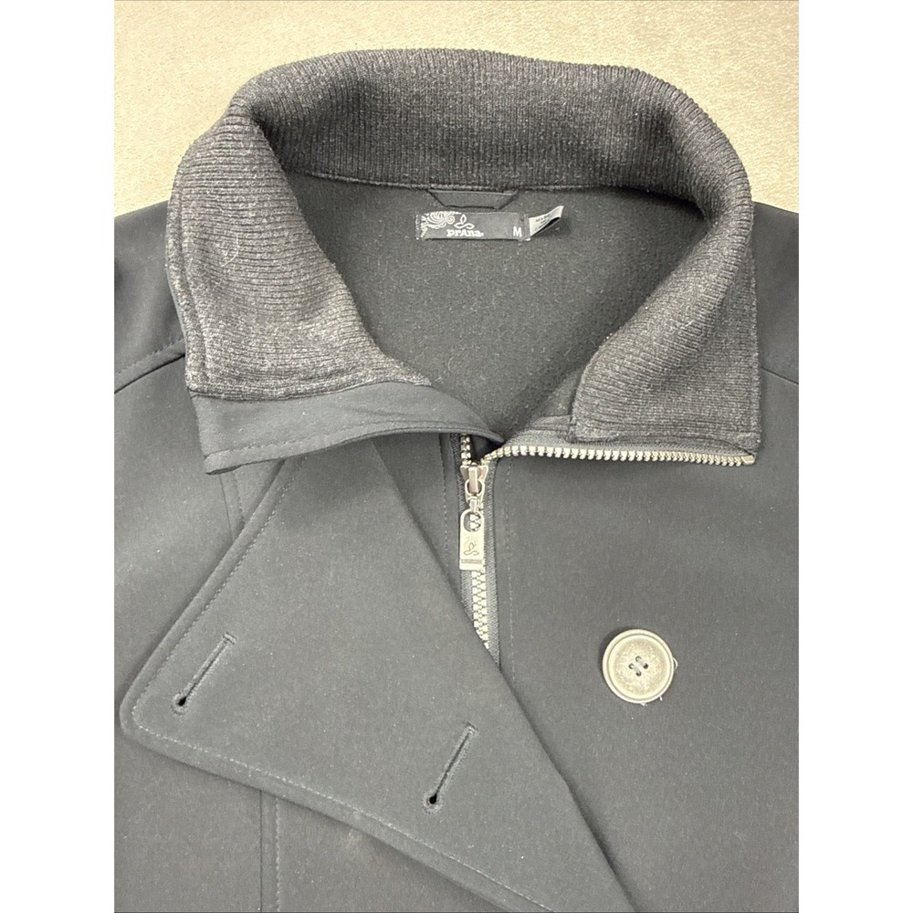 Prana Womens Medium Button Front Water Resistant Soft Shell Jacket Black EUC - Picture 4 of 16